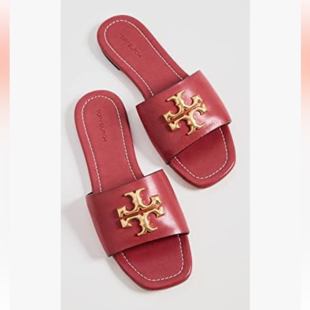 NWT Tory Burch Eleanor Slides in Bordeaux (looks pink) Size 7.5